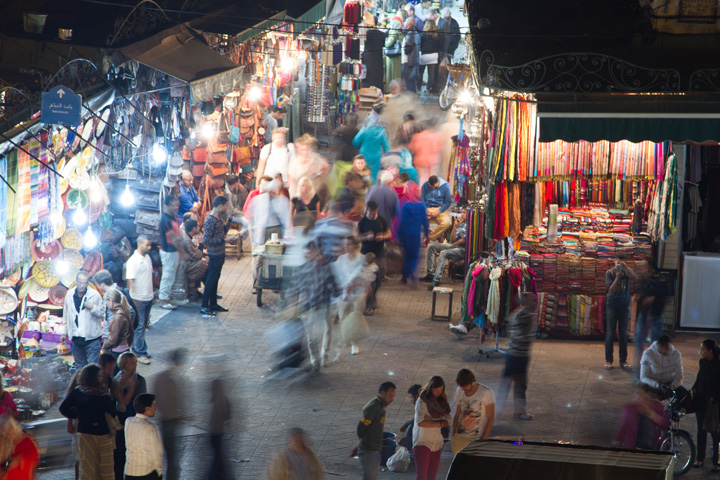 Jemaa el-Fnaa at night.